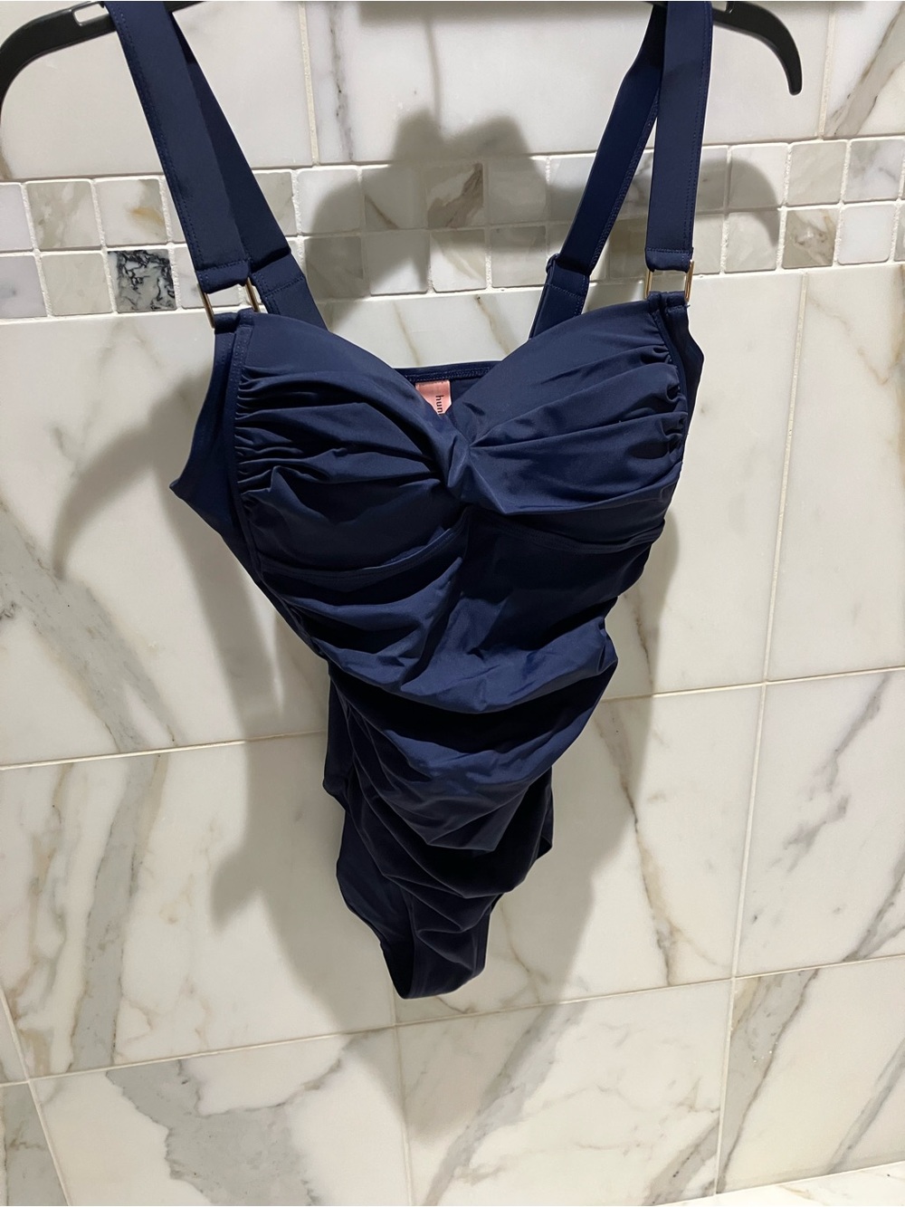 Navy Ruched One-Piece Swimsuit size 8